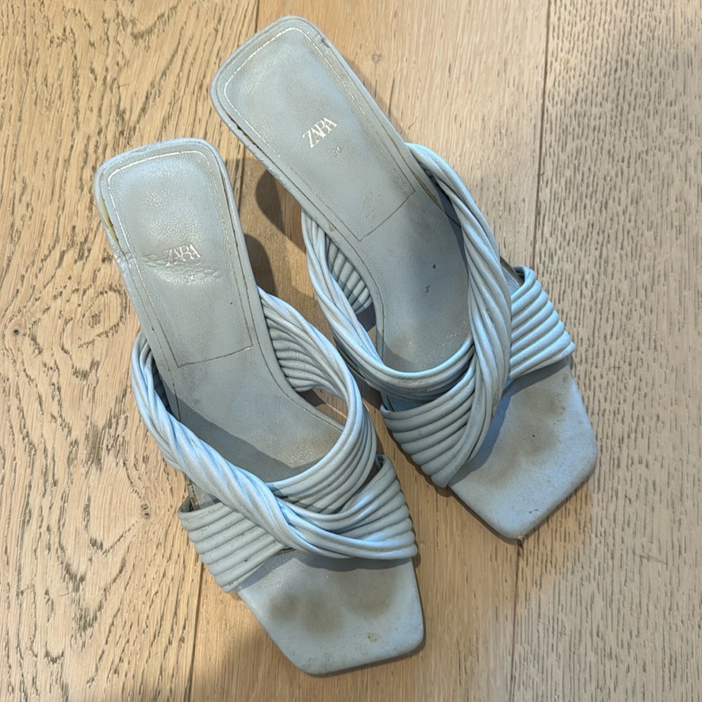Baby blue Zara Slide heels 36
